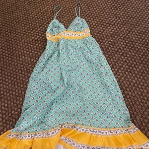 J.crew sundress midi turquoise and yellow.